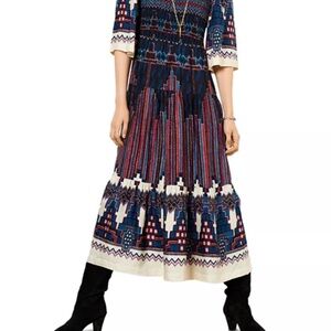ba&sh Vibrant Blue and Red Boho Midi Dress Small NWT